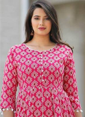 Pink printed rayon ethnic-kurtis 4