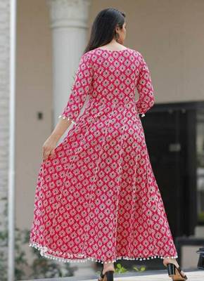 Pink printed rayon ethnic-kurtis 5