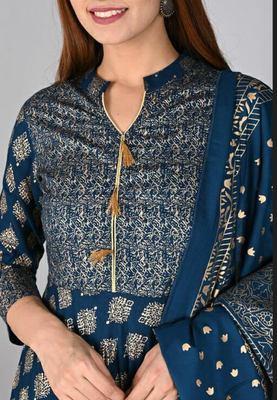 Blue printed rayon ethnic-kurtis 2