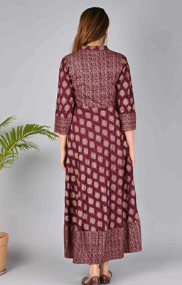 Purple printed rayon ethnic-kurtis 2