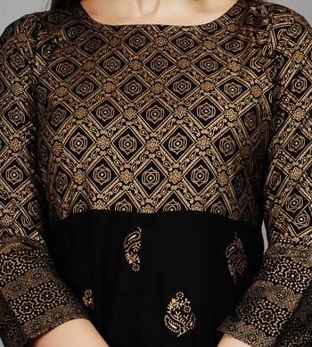 Black Gold printed rayon ethnic-kurtis 2