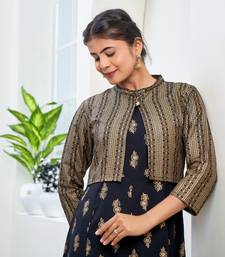 Black printed rayon ethnic-kurtis