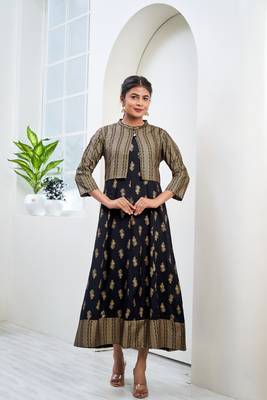 Black printed rayon ethnic-kurtis 1