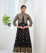 Black printed rayon ethnic-kurtis