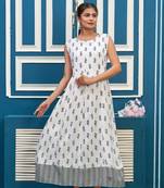 White printed rayon ethnic-kurtis