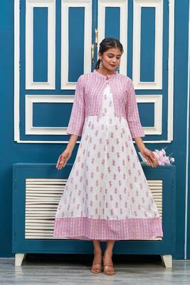Pink printed rayon ethnic-kurtis 5