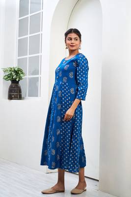Blue printed rayon ethnic-kurtis 5