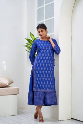 Blue printed rayon ethnic-kurtis 4