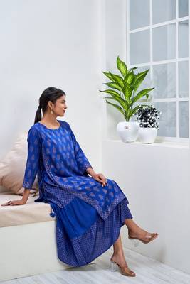 Blue printed rayon ethnic-kurtis 5