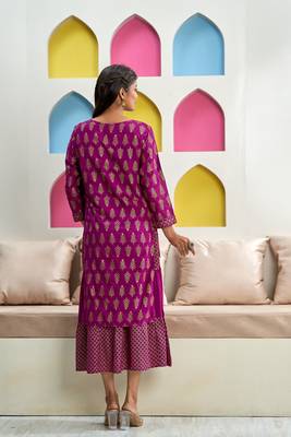 Purple printed rayon ethnic-kurtis 2