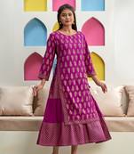 Purple printed rayon ethnic-kurtis