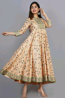 Peach printed rayon ethnic-kurtis 1