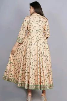 Peach printed rayon ethnic-kurtis