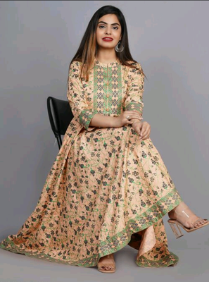 Peach printed rayon ethnic-kurtis 3