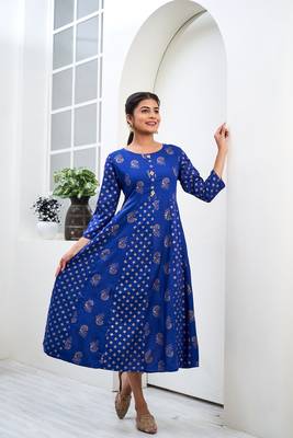 Blue printed rayon ethnic-kurtis 3