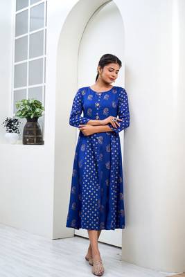 Blue printed rayon ethnic-kurtis 5