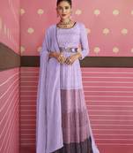 Lavender embroidered faux georgette salwar