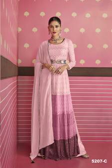 Pink embroidered faux georgette salwar