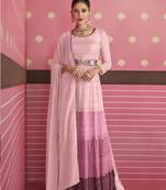 Pink embroidered faux georgette salwar