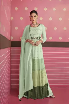 Light-green embroidered faux georgette salwar