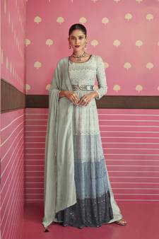 Light-grey embroidered faux georgette salwar