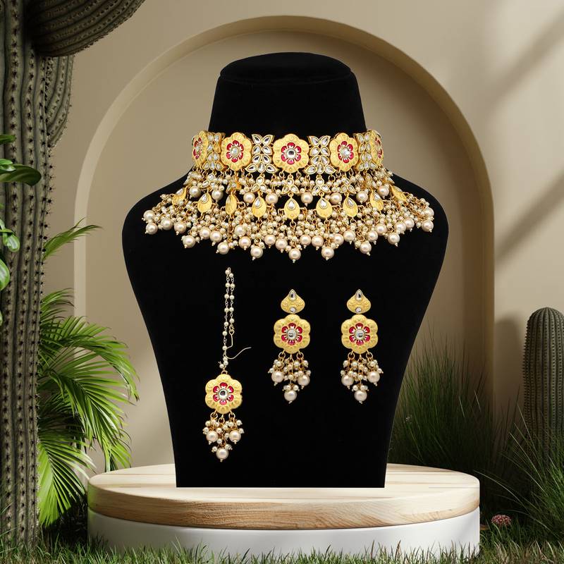 Beige necklace-sets Jaipur Mart 4093739