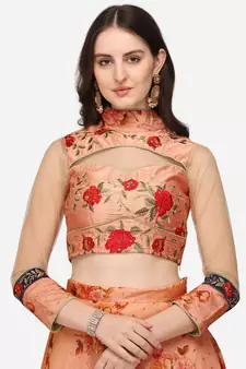 Green embroidered art silk semi stitched lehenga