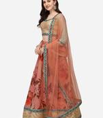 Green embroidered art silk semi stitched lehenga