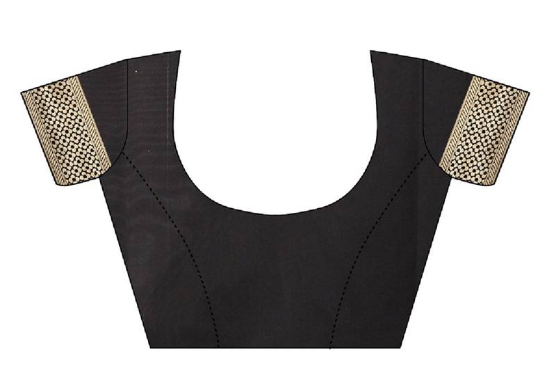 Black Woven Banarasi Saree With Blouse