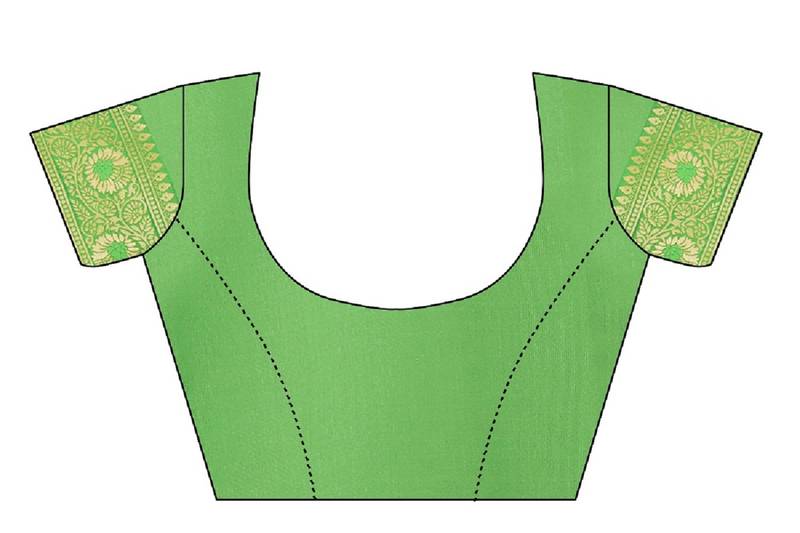 Green Woven Banarasi Saree With Blouse