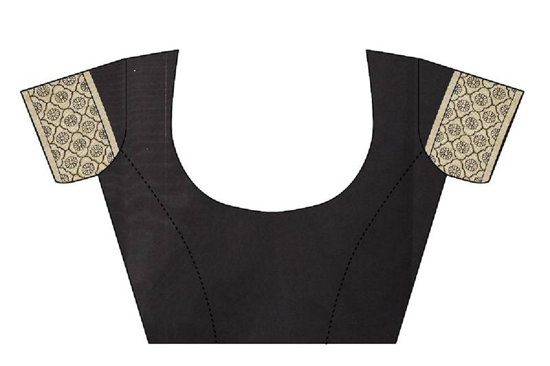 Black Woven Banarasi Saree With Blouse