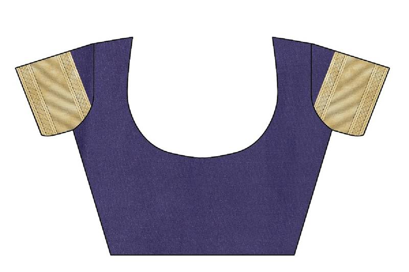 Blue Woven Banarasi Saree With Blouse