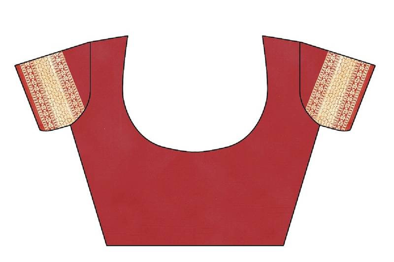 Red Woven Banarasi Saree With Blouse