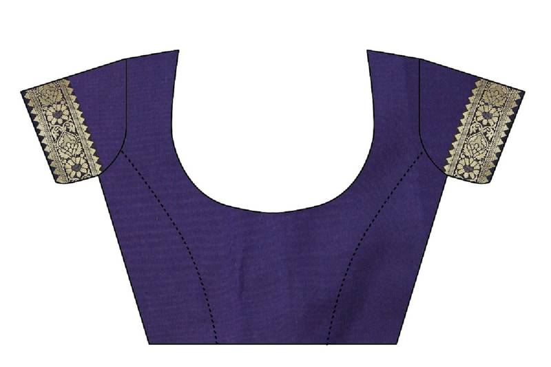 Blue Woven Banarasi Saree With Blouse