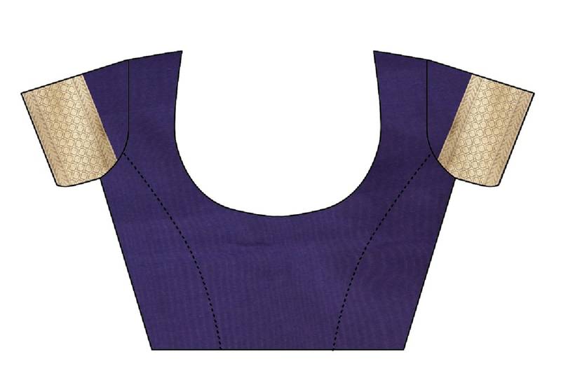 Blue Woven Banarasi Saree With Blouse