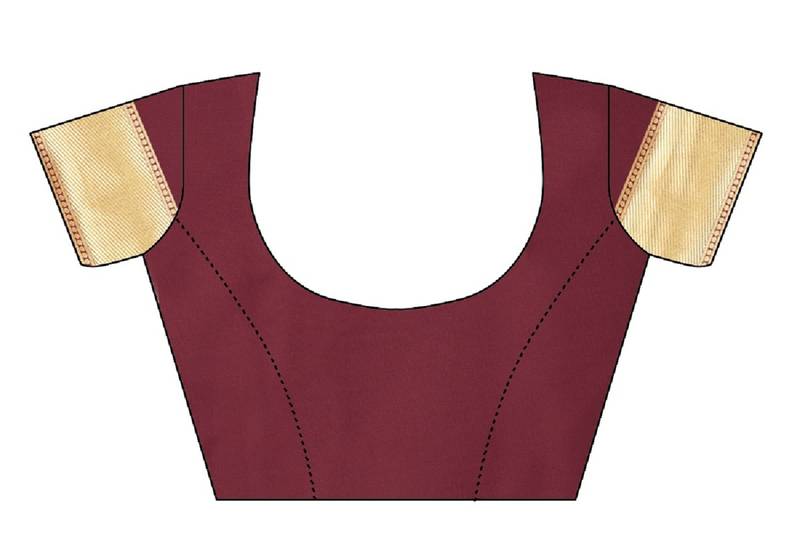 Maroon Woven Banarasi Saree With Blouse