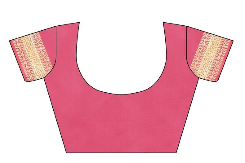 Pink Woven Banarasi Saree With Blouse