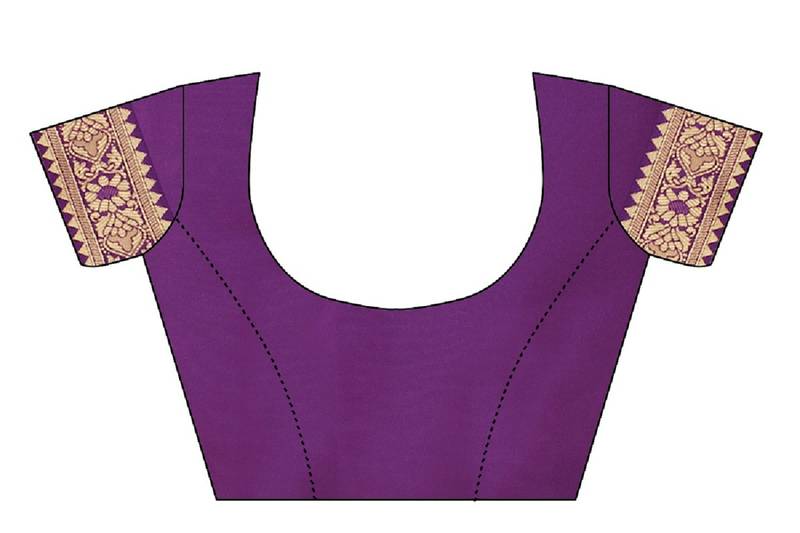 Purple Woven Banarasi Saree With Blouse