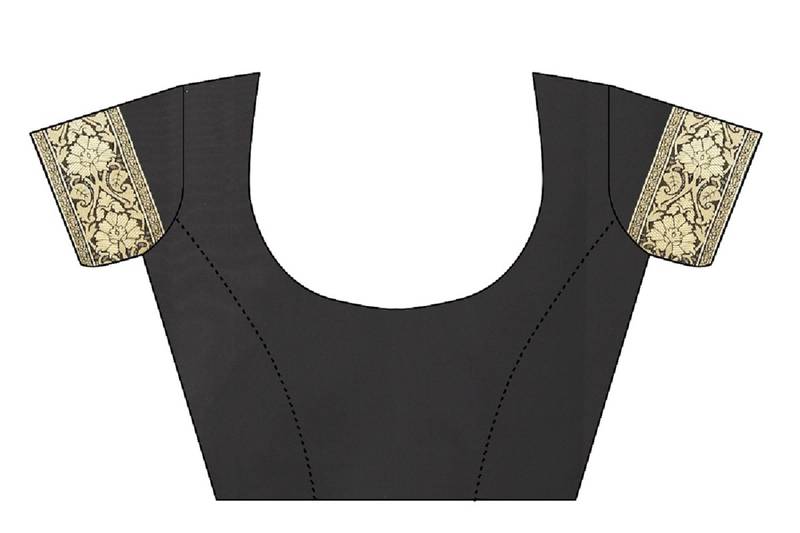 Black Woven Banarasi Saree With Blouse