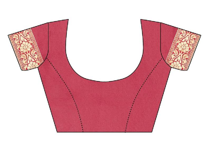 Red Woven Banarasi Saree With Blouse