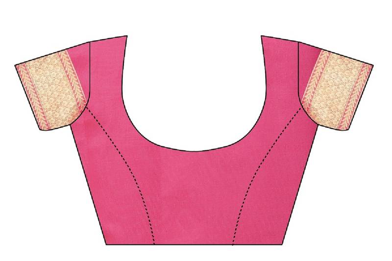 Pink Woven Banarasi Saree With Blouse