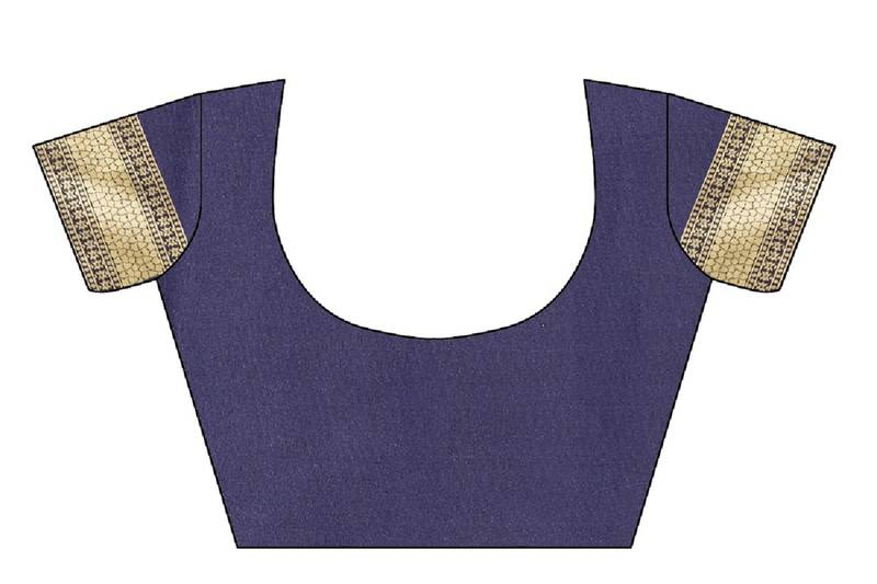 Blue Woven Banarasi Saree With Blouse