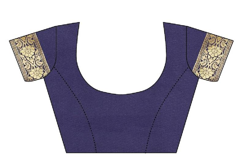 Blue Woven Banarasi Saree With Blouse