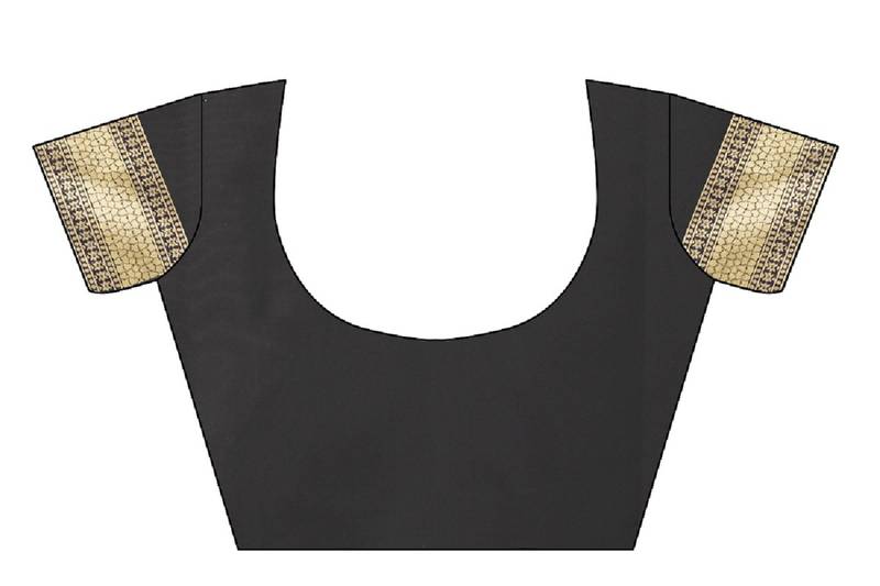 Black Woven Banarasi Saree With Blouse