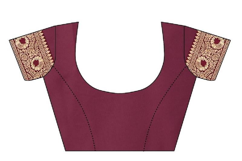 Maroon Woven Banarasi Saree With Blouse