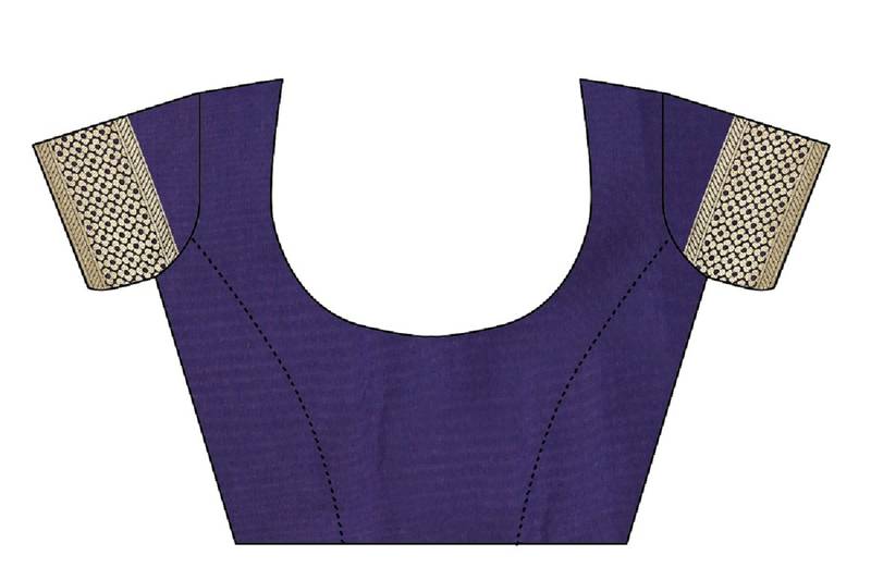 Blue Woven Banarasi Saree With Blouse