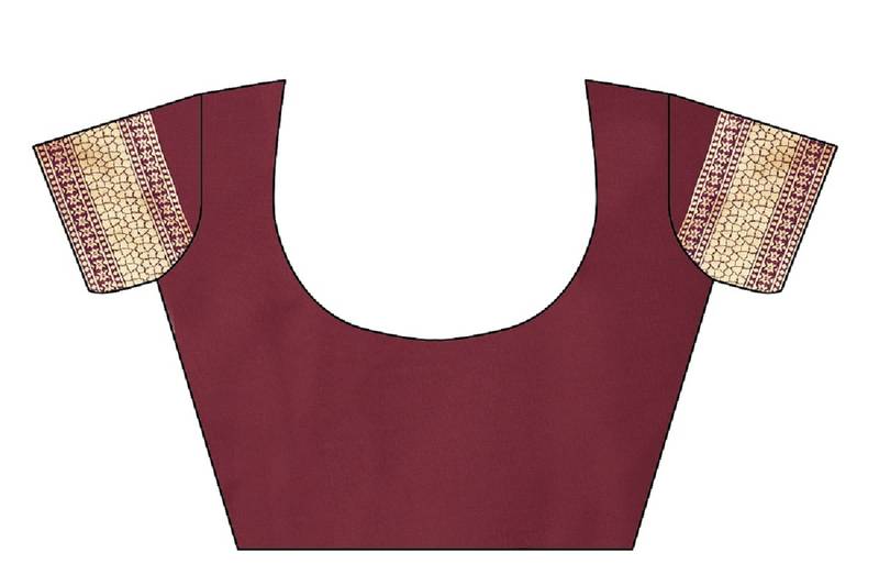 Maroon Woven Banarasi Saree With Blouse