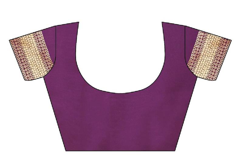 Purple Woven Banarasi Saree With Blouse