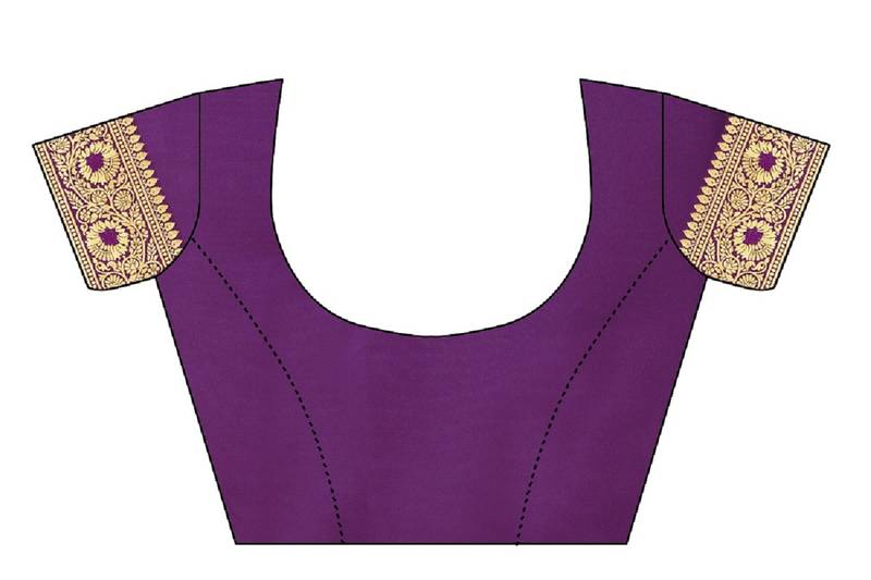 Purple Woven Banarasi Saree With Blouse