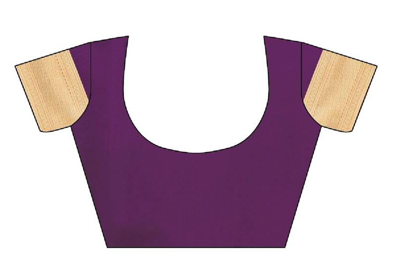 Purple Woven Banarasi Saree With Blouse